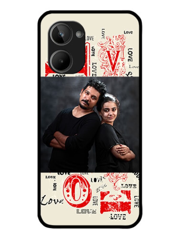 Custom Realme 10 Photo Printing on Glass Case - Trendy Love Design Case