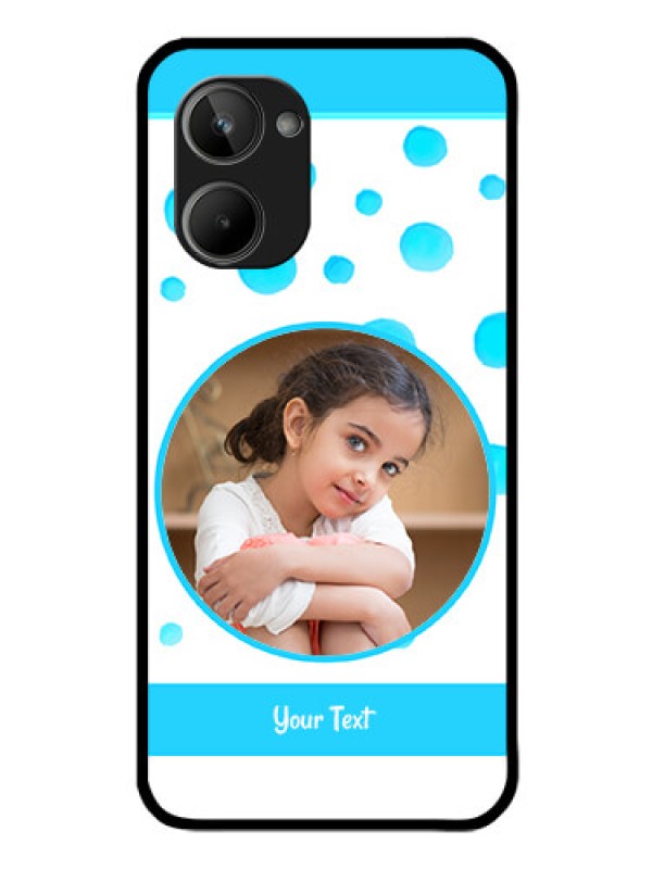 Custom Realme 10 Photo Printing on Glass Case - Blue Bubbles Pattern Design