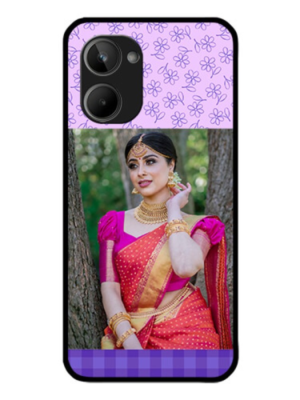 Custom Realme 10 Custom Glass Phone Case - Purple Floral Design