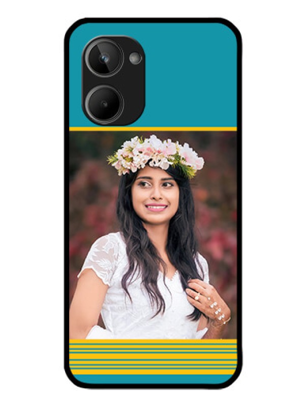 Custom Realme 10 Custom Glass Phone Case - Yellow & Blue Design