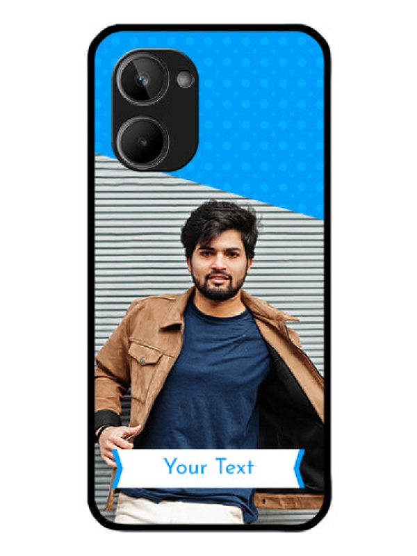 Custom Realme 10 Photo Printing on Glass Case - Simple Blue Color Design