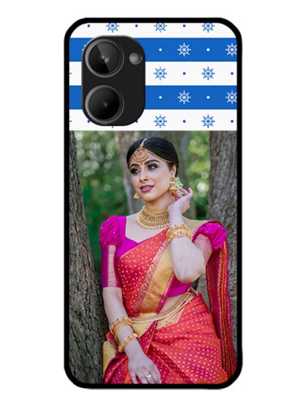 Custom Realme 10 Photo Printing on Glass Case - Snow Pattern Design