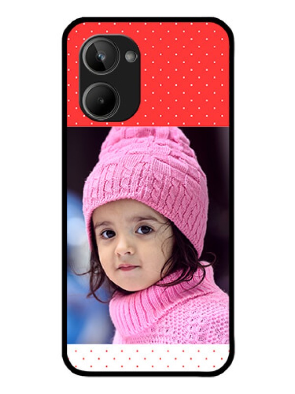 Custom Realme 10 Photo Printing on Glass Case - Red Pattern Design