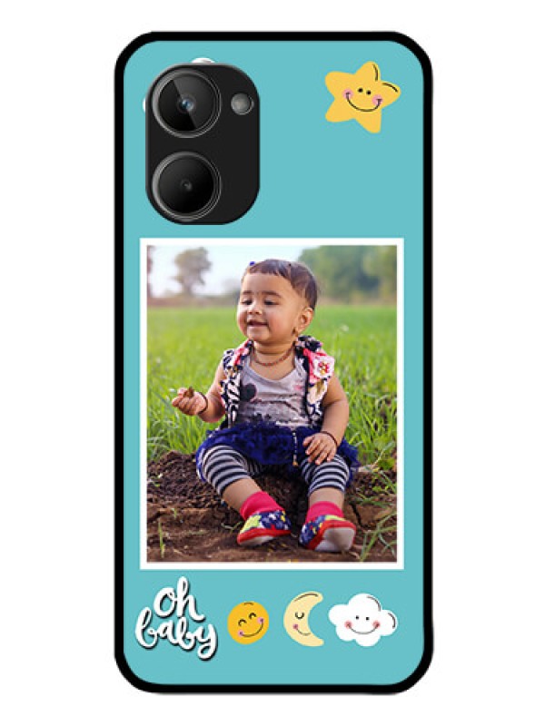 Custom Realme 10 Personalized Glass Phone Case - Smiley Kids Stars Design