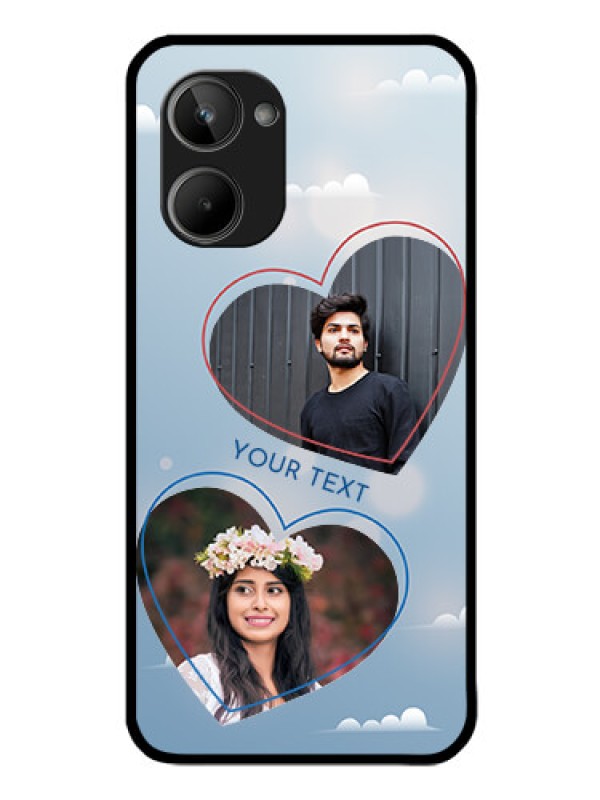 Custom Realme 10 Custom Glass Mobile Case - Blue Color Couple Design