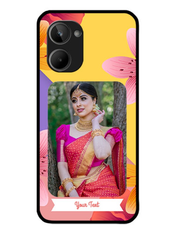 Custom Realme 10 Custom Glass Mobile Case - 3 Image With Vintage Floral Design