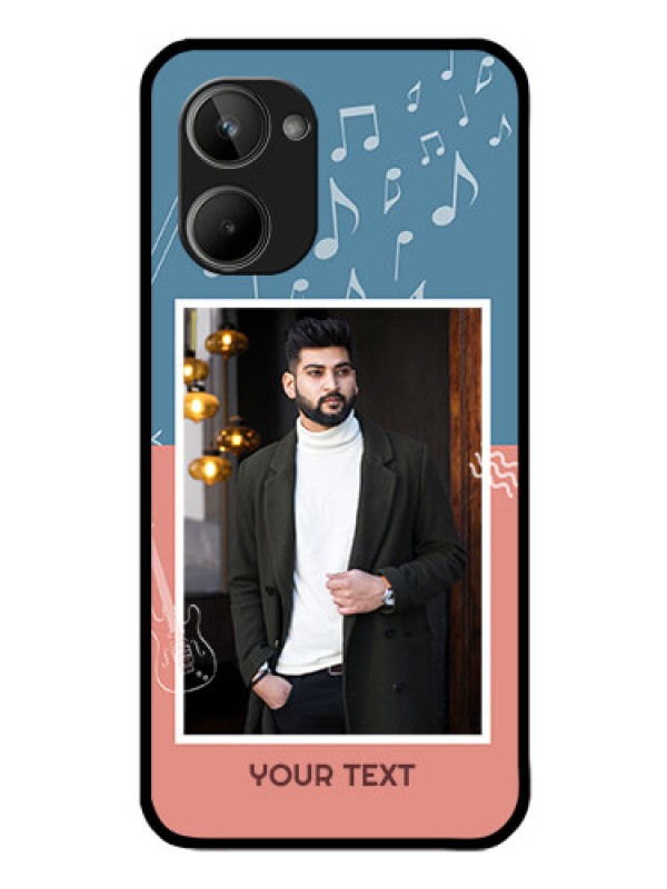 Custom Realme 10 Photo Printing on Glass Case - with Color Musical Note Design