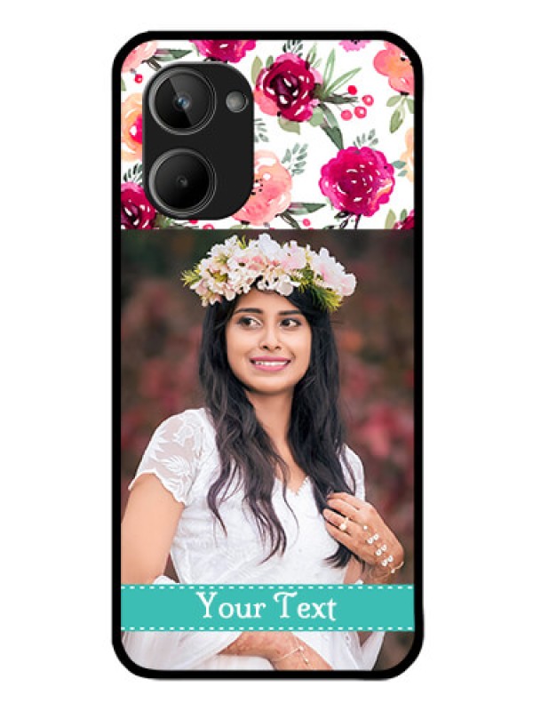 Custom Realme 10 Custom Glass Phone Case - Watercolor Floral Design