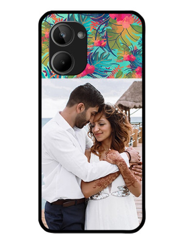 Custom Realme 10 Photo Printing on Glass Case - Watercolor Floral Design