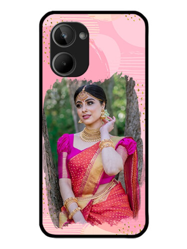 Custom Realme 10 Personalized Glass Phone Case - Gold Glitter Splash Design