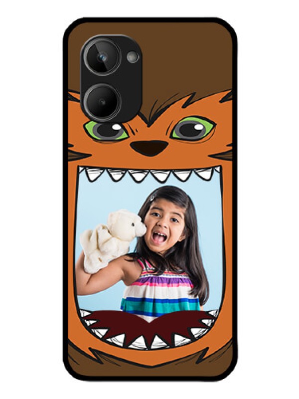 Custom Realme 10 Photo Printing on Glass Case - Owl Monster Back Case Design