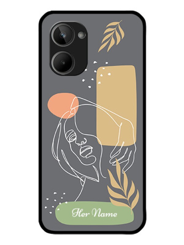 Custom Realme 10 Custom Glass Phone Case - Gazing Woman line art Design