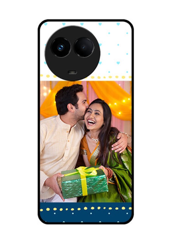 Realme 11 5G Personalized Glass Phone Case - White and Blue Abstract Design