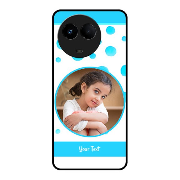 Realme 11 5G Photo Printing on Glass Case - Blue Bubbles Pattern Design Realme 11 5G Photo Printing on Glass Case - Blue Bubbles Pattern Design