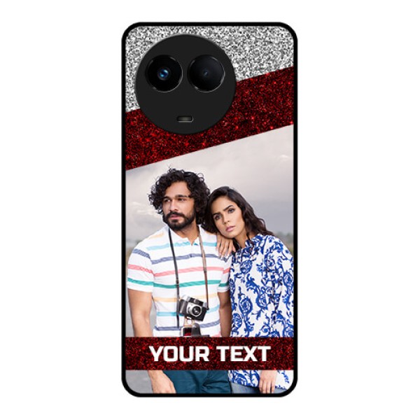 Realme 11 5G Personalized Glass Phone Case - Image Holder with Glitter Strip Design Realme 11 5G Personalized Glass Phone Case - Image Holder with Glitter Strip Design