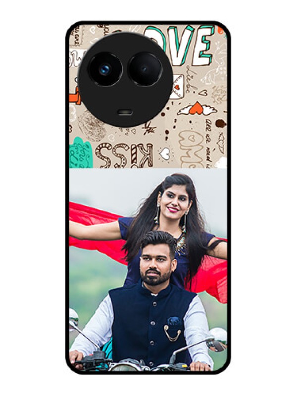 Custom Realme 11 5G Custom Glass Phone Case - Love Doodle Pattern