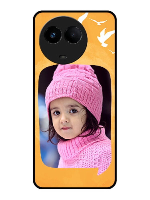 Custom Realme 11 5G Personalized Glass Phone Case - Water Color Design with Bird Icons