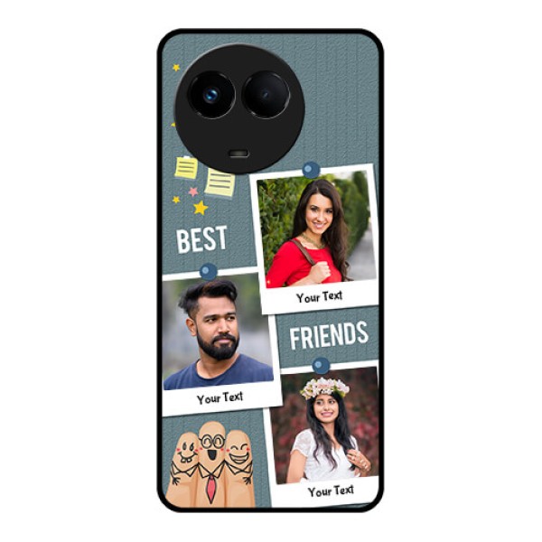 Realme 11 5G Personalized Glass Phone Case - Sticky Frames and Friendship Design Realme 11 5G Personalized Glass Phone Case - Sticky Frames and Friendship Design