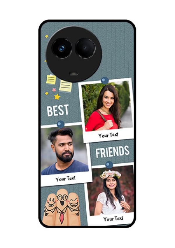 Realme 11 5G Personalized Glass Phone Case - Sticky Frames and Friendship Design