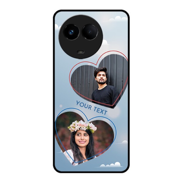 Realme 11 5G Custom Glass Mobile Case - Blue Color Couple Design Realme 11 5G Custom Glass Mobile Case - Blue Color Couple Design