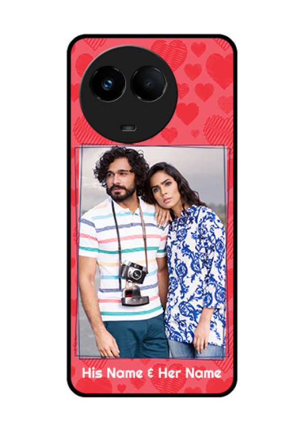 Realme 11 5G Photo Printing on Glass Case - with Red Heart Symbols Design