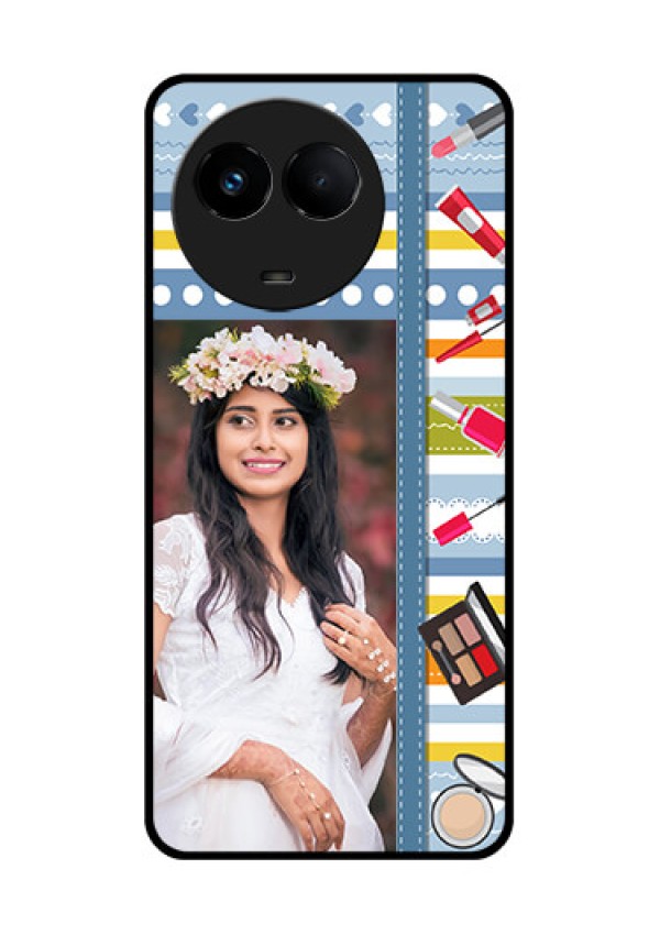 Realme 11 5G Personalized Glass Phone Case - Makeup Icons Design