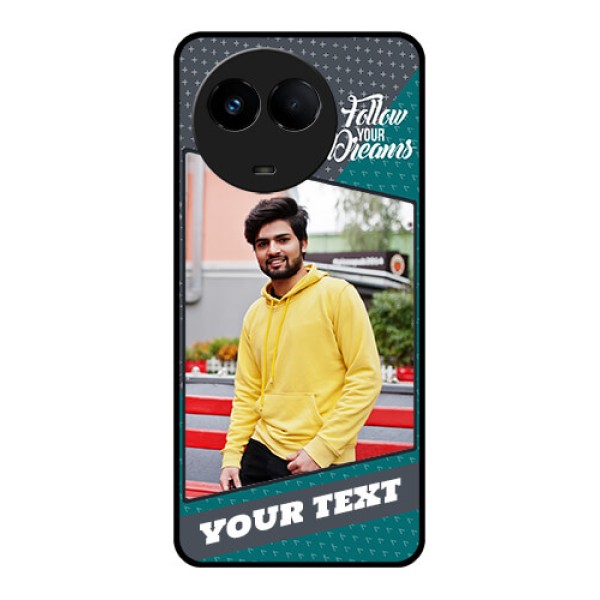 Realme 11 5G Personalized Glass Phone Case - Background Pattern Design with Quote Realme 11 5G Personalized Glass Phone Case - Background Pattern Design with Quote