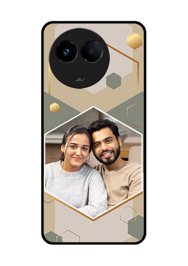 Realme 11 5G Photo Printing on Glass Case - Stylish Hexagon Pattern Design