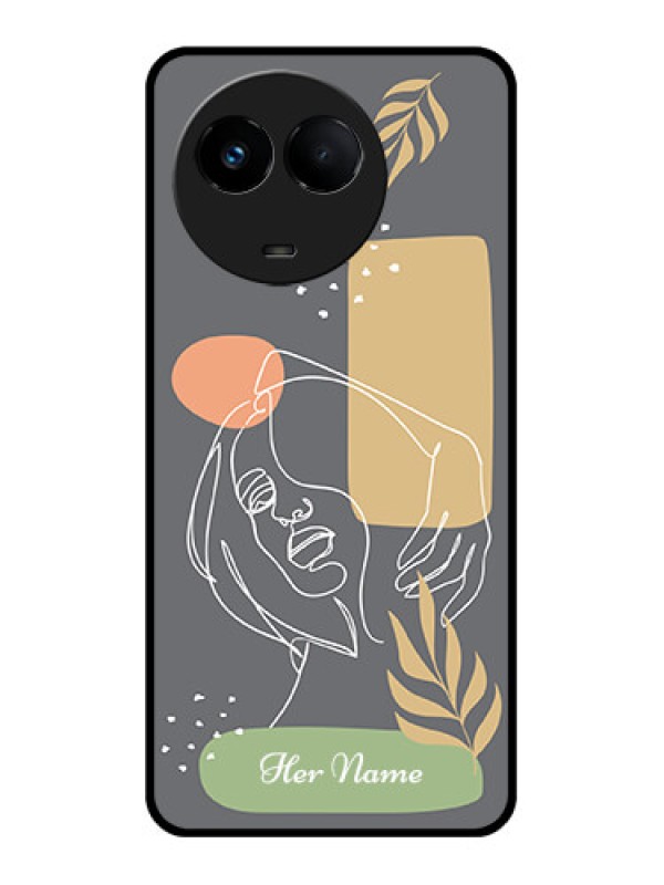 Custom Realme 11 5G Custom Glass Phone Case - Gazing Woman line art Design