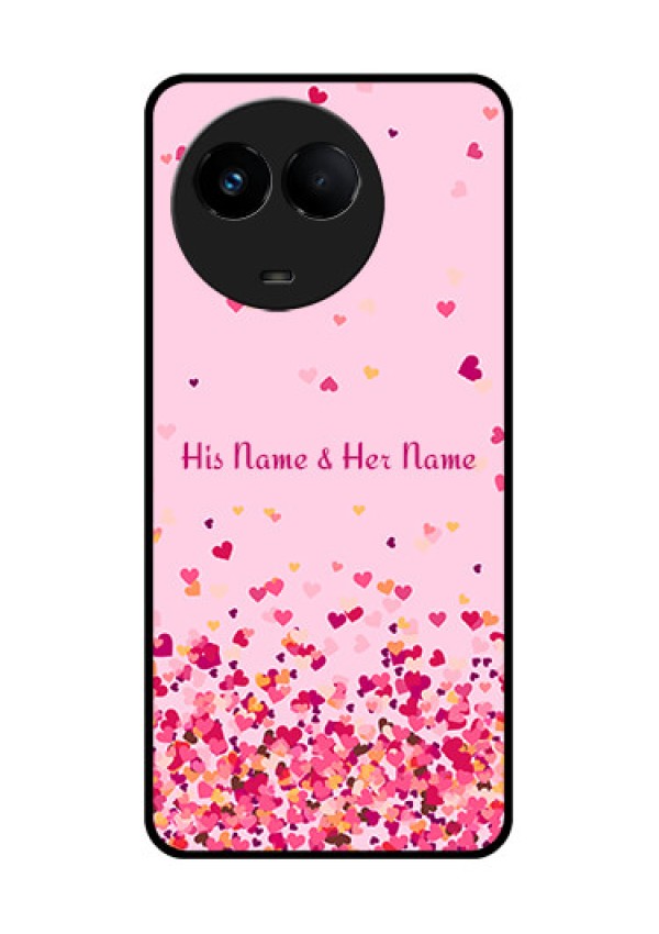Realme 11 5G Photo Printing on Glass Case - Floating Hearts Design