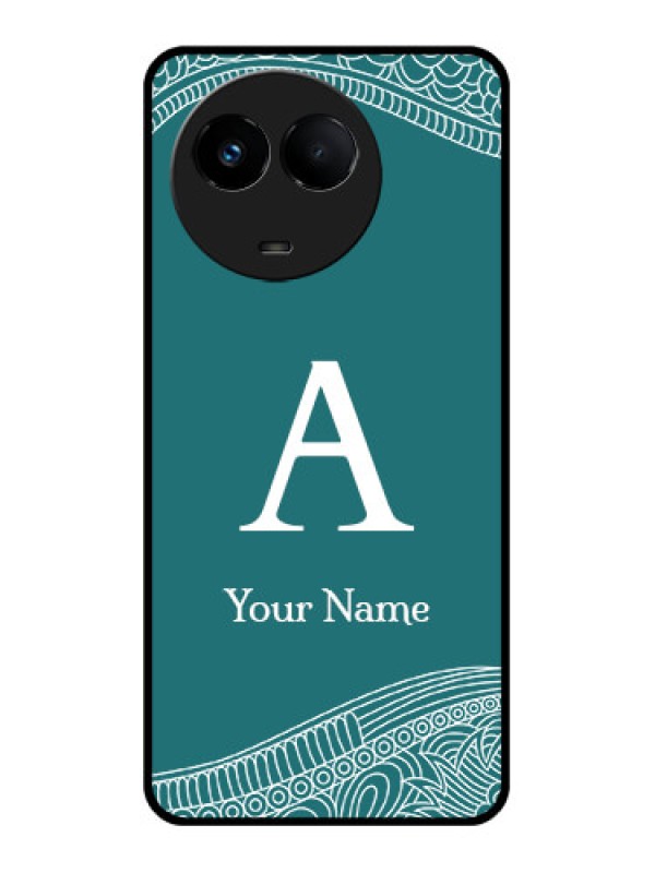 Custom Realme 11 5G Personalized Glass Phone Case - line art pattern with custom name Design