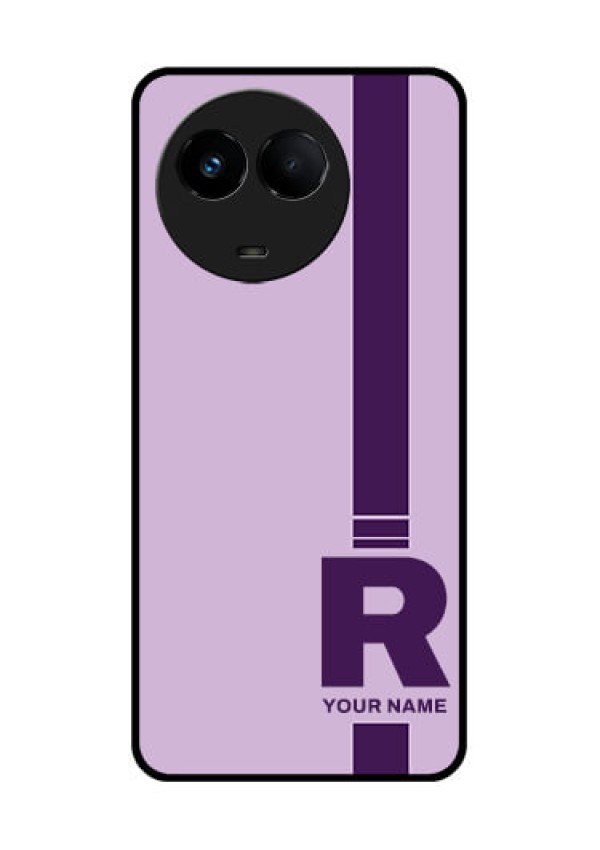 Realme 11 5G Photo Printing on Glass Case - Simple dual tone stripe with name Design
