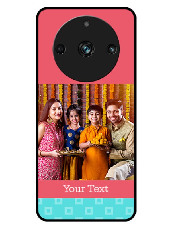 Custom Realme 11 Pro 5G Personalized Glass Phone Case - Peach & Blue Color Design