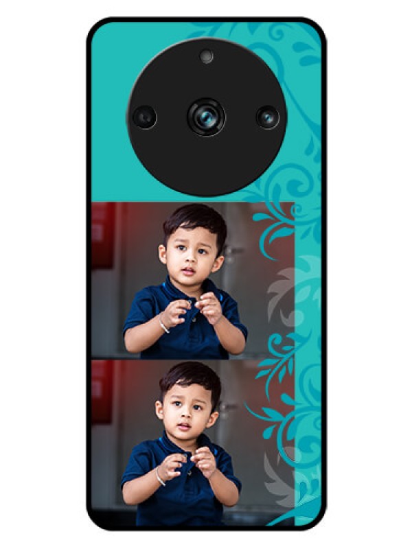 Custom Realme 11 Pro 5G Personalized Glass Phone Case - with Photo and Green Floral Design