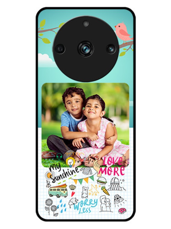 Custom Realme 11 Pro 5G Photo Printing on Glass Case - Doodle love Design