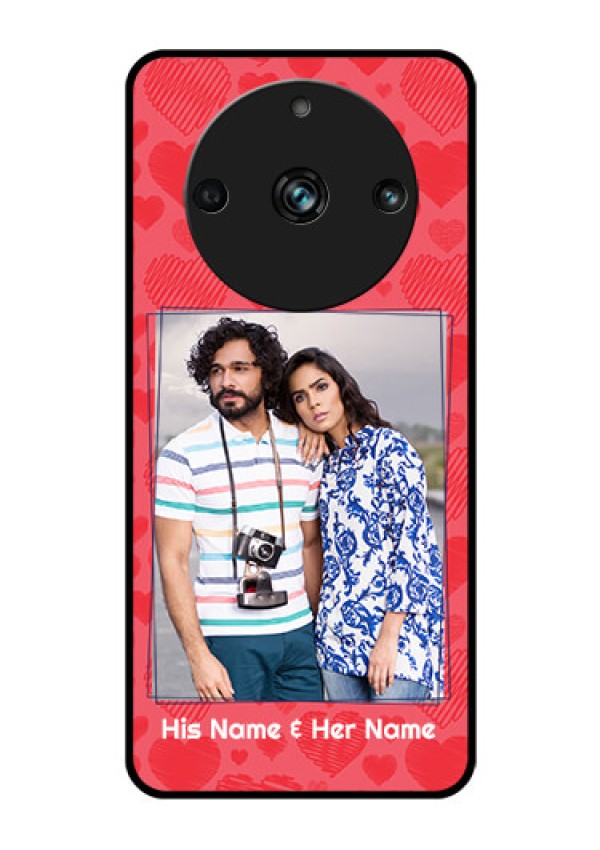 Realme 11 Pro 5G Photo Printing on Glass Case - with Red Heart Symbols Design