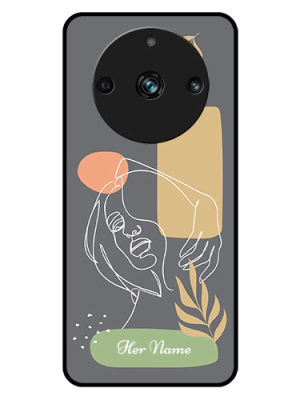Custom Realme 11 Pro 5G Custom Glass Phone Case - Gazing Woman line art Design
