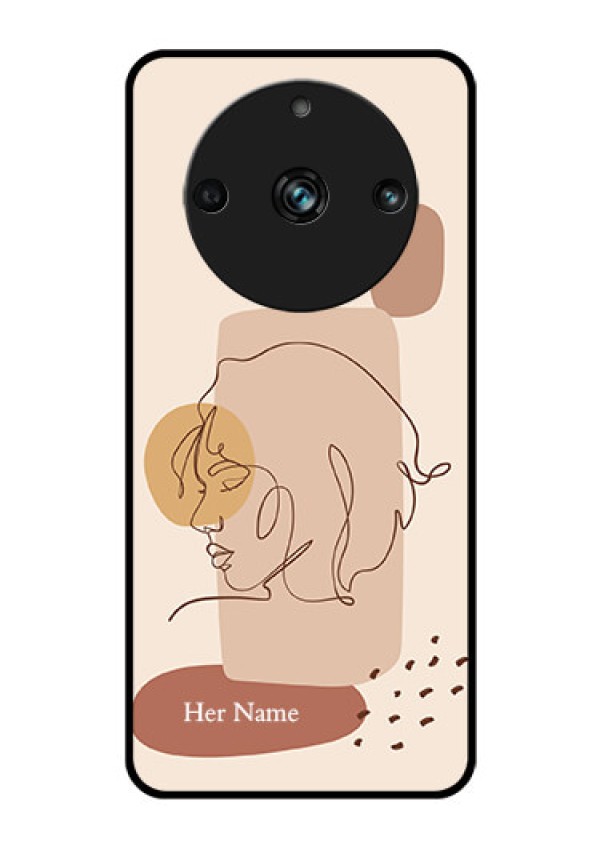 Realme 11 Pro 5G Photo Printing on Glass Case - Calm Woman line art Design