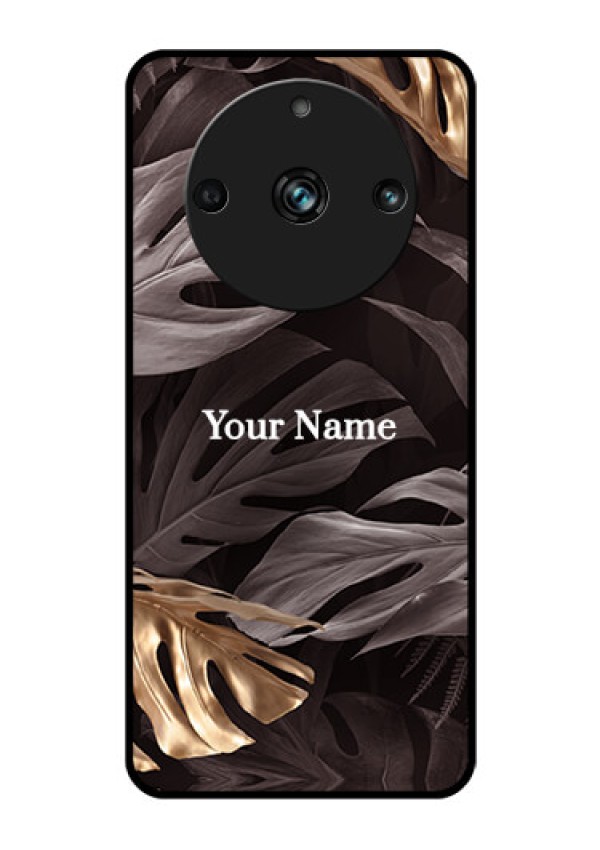 Realme 11 Pro 5G Personalised Glass Phone Case - Wild Leaves digital paint Design