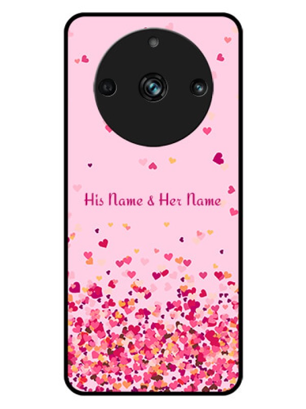 Custom Realme 11 Pro 5G Photo Printing on Glass Case - Floating Hearts Design