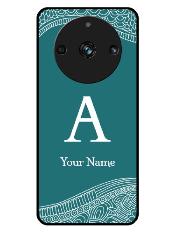 Custom Realme 11 Pro 5G Personalized Glass Phone Case - line art pattern with custom name Design