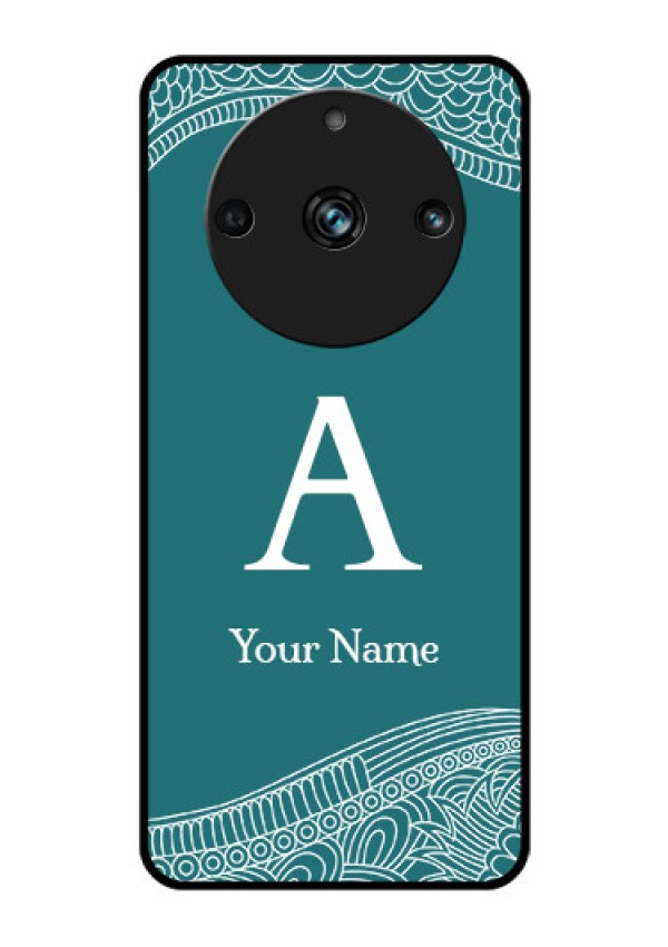 Realme 11 Pro 5G Personalized Glass Phone Case - line art pattern with custom name Design