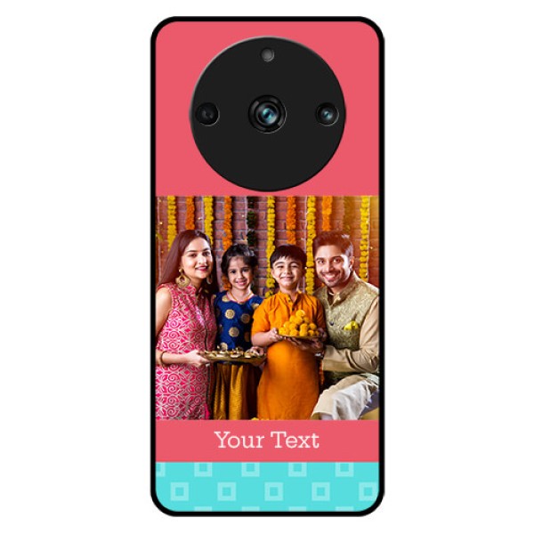 Realme 11 Pro Plus 5G Personalized Glass Phone Case - Peach & Blue Color Design Realme 11 Pro Plus 5G Personalized Glass Phone Case - Peach & Blue Color Design
