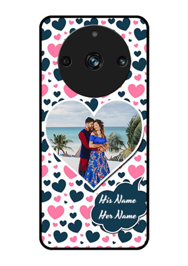 Realme 11 Pro Plus 5G Custom Glass Phone Case - Pink & Blue Heart Design