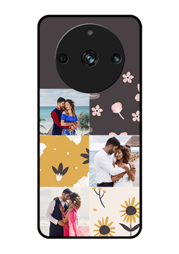 Realme 11 Pro Plus 5G Photo Printing on Glass Case - 3 Images with Floral Design