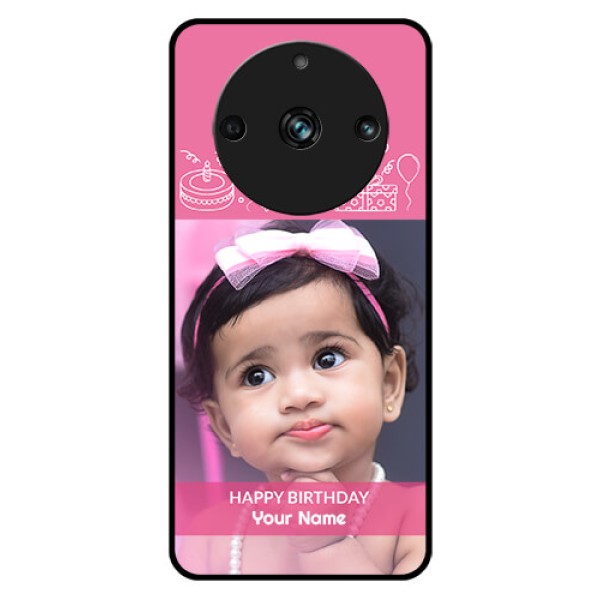 Realme 11 Pro Plus 5G Photo Printing on Glass Case - with Birthday Line Art Design Realme 11 Pro Plus 5G Photo Printing on Glass Case - with Birthday Line Art Design