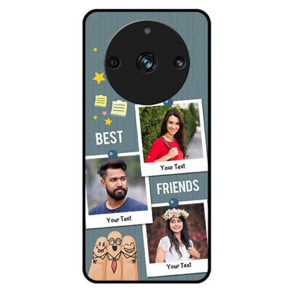Realme 11 Pro Plus 5G Personalized Glass Phone Case - Sticky Frames and Friendship Design Realme 11 Pro Plus 5G Personalized Glass Phone Case - Sticky Frames and Friendship Design
