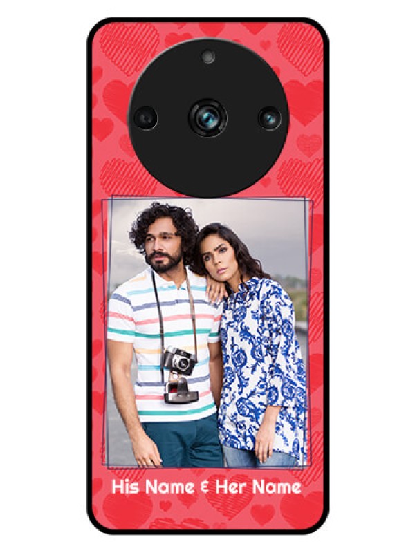 Custom Realme 11 Pro Plus 5G Photo Printing on Glass Case - with Red Heart Symbols Design