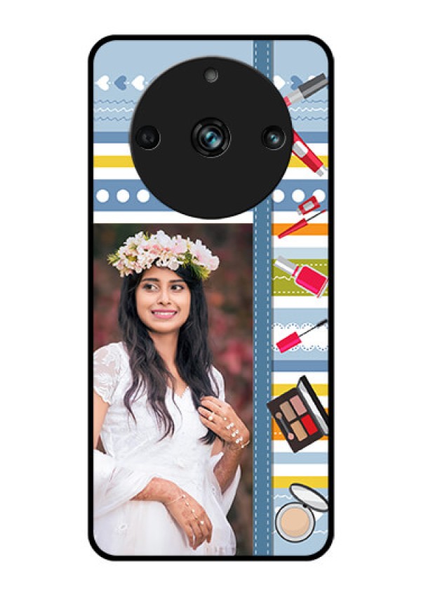 Realme 11 Pro Plus 5G Personalized Glass Phone Case - Makeup Icons Design