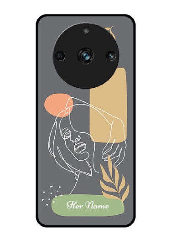Realme 11 Pro Plus 5G Custom Glass Phone Case - Gazing Woman line art Design
